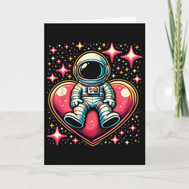 Carte Espace Astronaute Cœur Lloon Saint-Valentin Saint- (Devant)