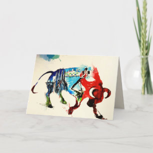 Carte Espagne Bull Vintage voyage Love Aquarelle
