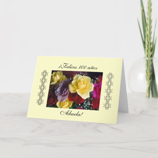 Carte Espagnol : 100 anos/anniversaire Cumpleanos (Devant)