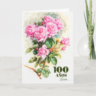 Carte Espagnol 100e anniversaire Rose Vintage Nom du jar
