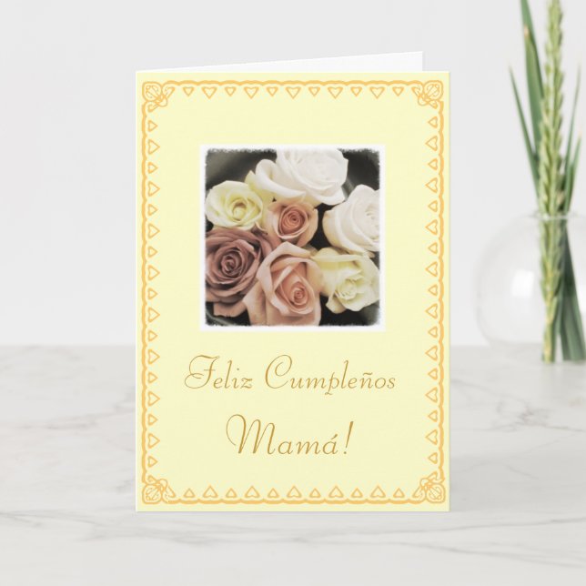 Carte Espagnol : anniversaire de maman Cumpleanos / Mama (Devant)