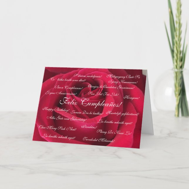 Carte Espagnol : Cumpleanos rosa roja / Anniversaire (Devant)