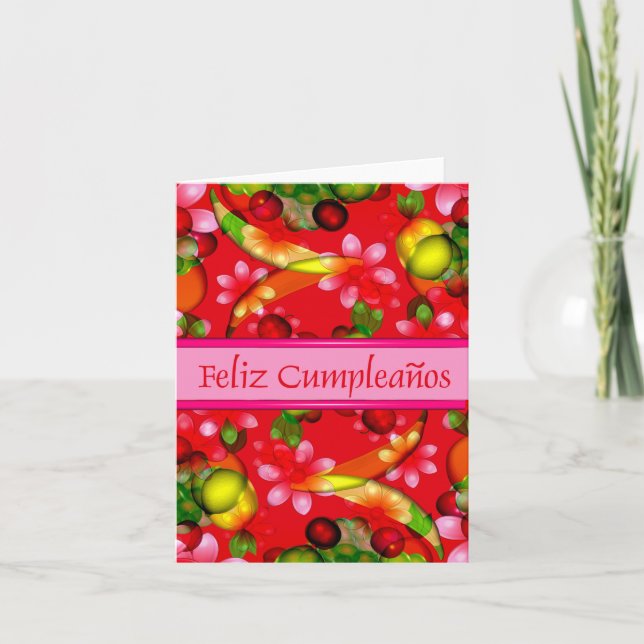 Carte Espagnol de joyeux anniversaire avec le blanc à (Devant)