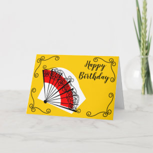 Carte Espagnol Fan Corners paysage d'anniversaire