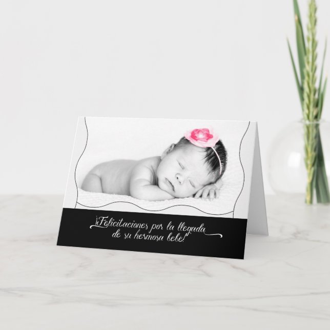 Carte Espagnol Nouveau bébé Félicitations Bébé Fille (Devant)