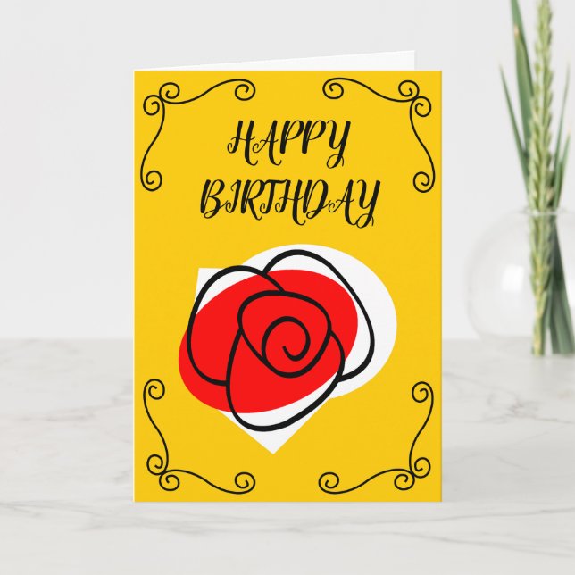 Carte Espagnol Rose Corners Anniversaire Texte vertical (Devant)