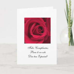 Carte Espagnol : Rose rouge Cumpleanos/anniversaire
