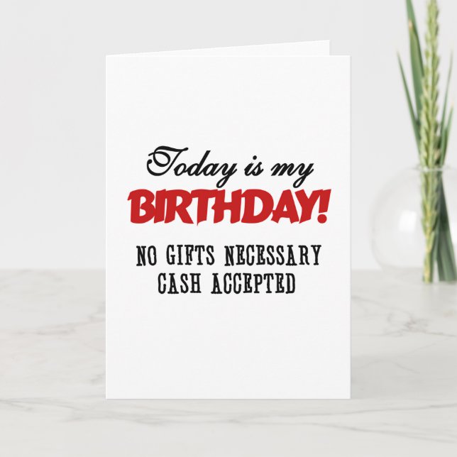 Carte Espèces d'anniversaire acceptées (Devant)
