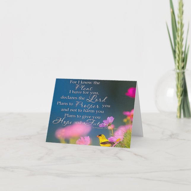 Carte Espoir et avenir  fleurs et oiseau (Devant)
