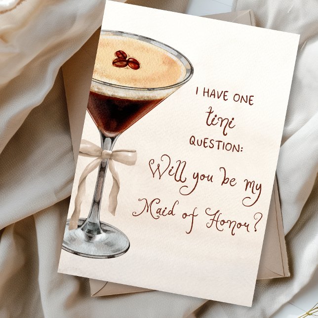Carte Espresso Martini Maid of Honor Proposition (Elegant espresso martini card – perfect for your maid of honor proposal with a personal touch.)