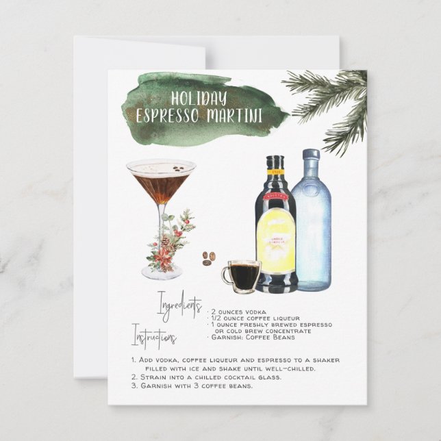 Carte Espresso Martini | Recette de cocktail de fêtes (Devant)