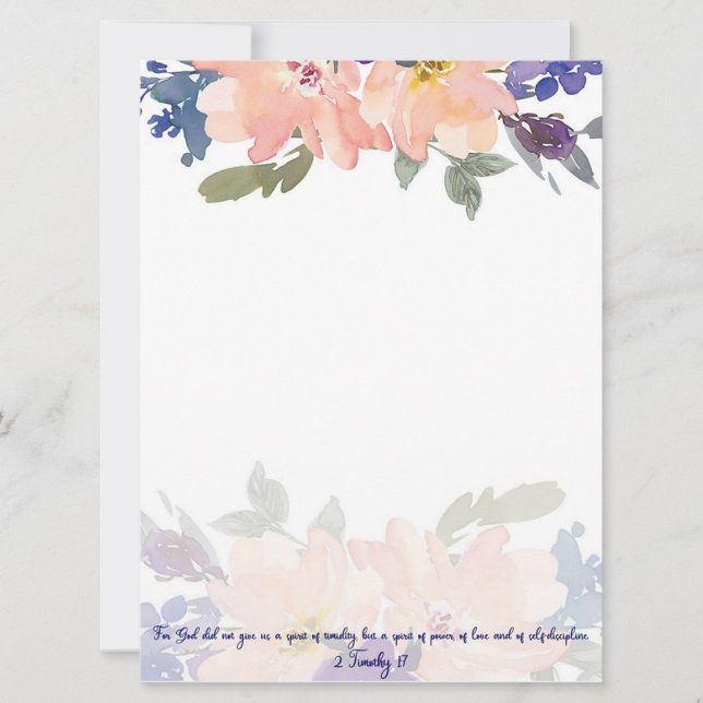 Carte Esprit de Puissance floral aquarelle rose   (Devant)