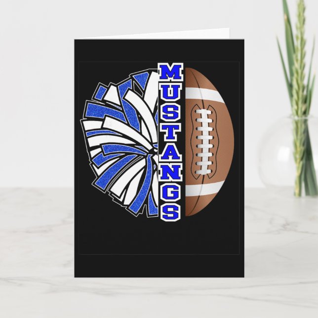 Carte Esprit Scolaire Mustangs Football Bleu Blanc  (Devant)