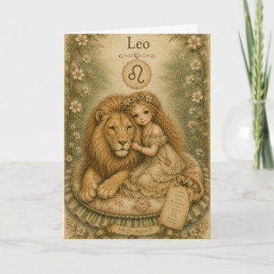Carte Essence florale vintage zodiaque - Lion