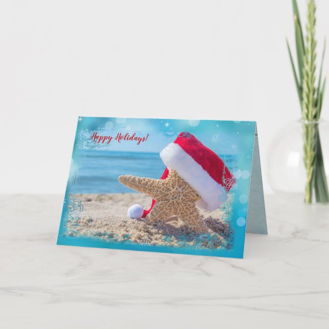 Carte Estarfish Père Noël de Noël dans le sable (Devant)