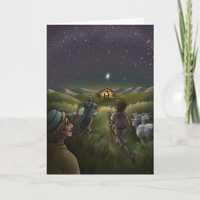 Carte Et Les Bergers Sont Venus Voir Baby Jesus. (Devant)