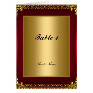 Carte et menu de placement de table rouge et or
