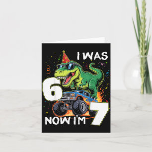 Carte était 6 7 garçon d'anniversaire dinosaure camion m
