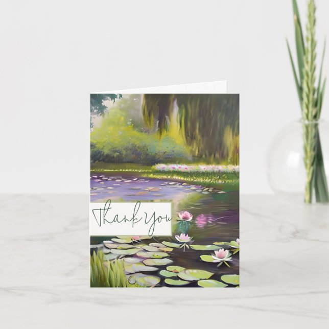 Carte Étang aquarelle et lis personnalisables (Devant)