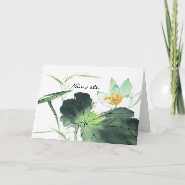 Carte ÉTANG LOTUS PAIX l Art de la peinture au pinceau c (Devant)