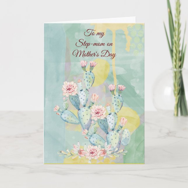 Carte Etape-mère Fête des Mères Aquarelle Cactus (Devant)