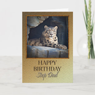 Carte Étape papa Anniversaire avec un léopard des neiges