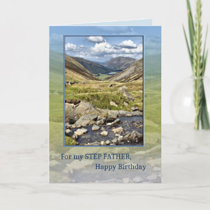 Carte Étape Père Anniversaire avec un paysage de montagn