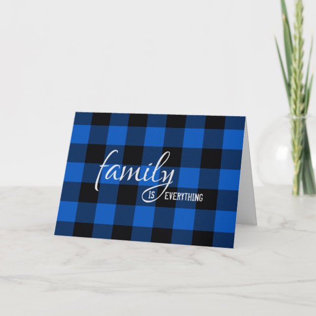 Carte Étape Plaid Noir et Bleu Frère Anniversaire (Devant)