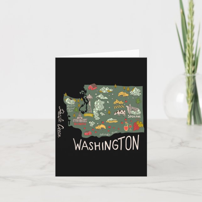 Carte Etat À feuillage persistant de Washington vintage  (Devant)