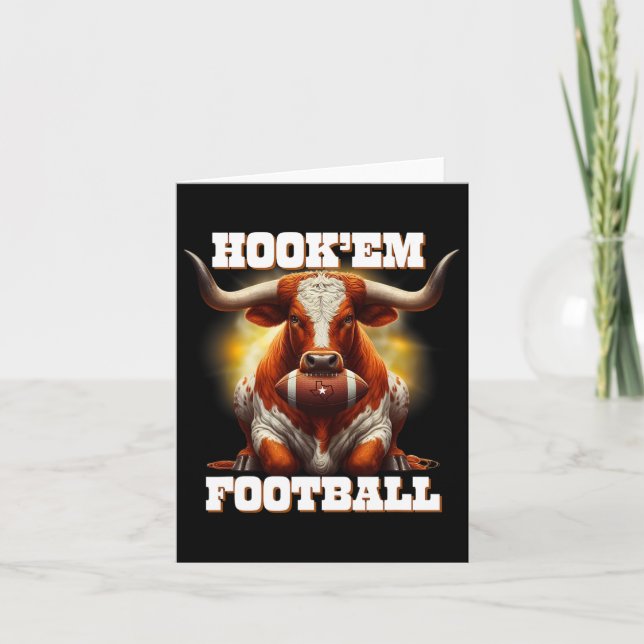 Carte État de Hook'em du Texas Football avec cheveux et  (Devant)