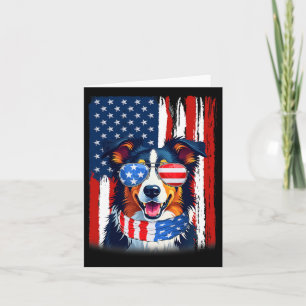 Carte États-Unis Drapeau frontière Collie Chien 4 juille