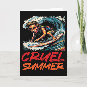Carte Été cruel rétro vague surf vacances fêtes W