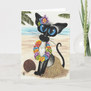 Carte Été Luau de chat siamois