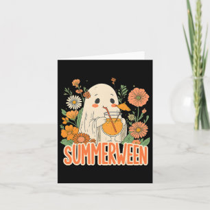 Carte Été Rétro Noël des fantômes Bohème Floral Hallowee