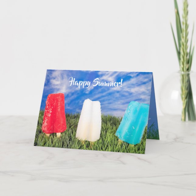 Carte Été Solstice popsicles dans l'herbe (Devant)