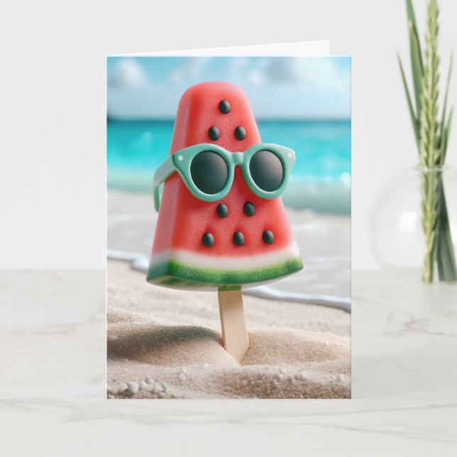 Carte Eté Watermelon Popsicle Avec Lunettes De Soleil (Devant)