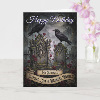 Carte Eternal Gothic Lovers Dark Cemetery Raven Birthday