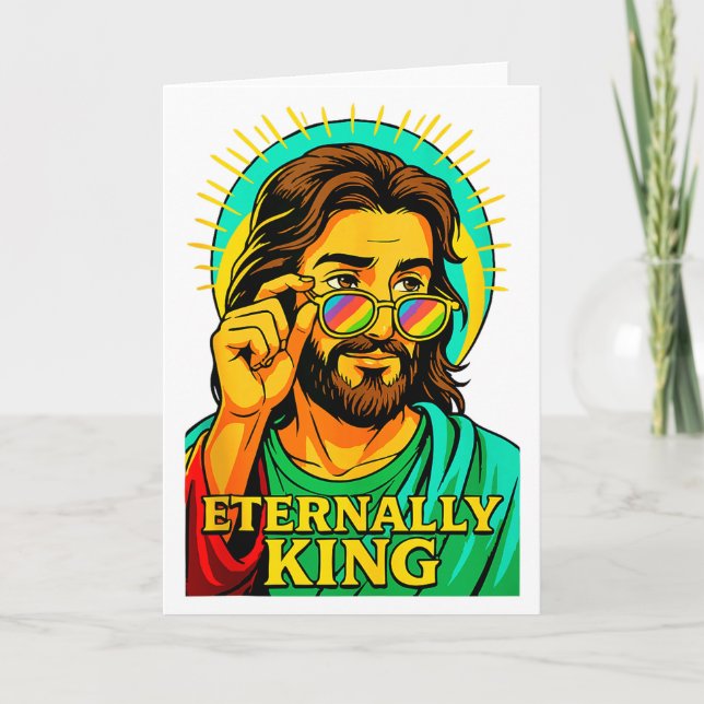 Carte Eternellement Roi Cool Jésus Christian Anime Manga (Devant)