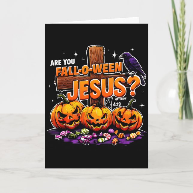 Carte Êtes-vous Fall-o-ween Jésus drôle citrouille  (Devant)