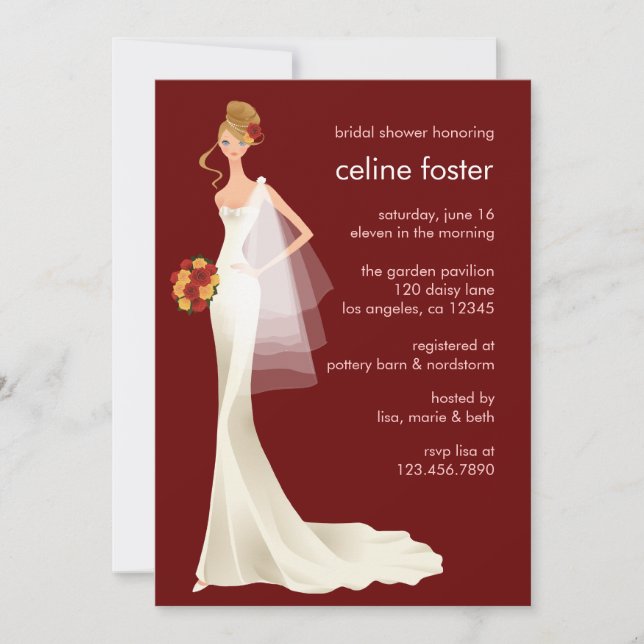 Carte éthérée de wedding shower de jeune mariée (Devant)