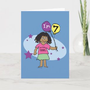 Carte Ethnic Girls I'm 7 7th Birthday Card