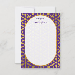 Carte Ethnique Marocaine Violet & Or Note