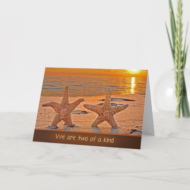 Carte Étoile de mer d'anniversaire sur la plage du couch (Devant)