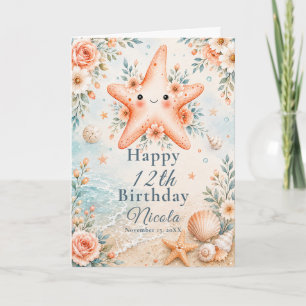 Carte Étoile de mer florale Anniversaire