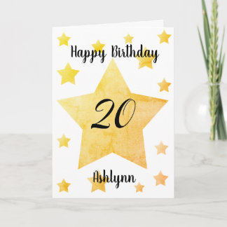 Carte Étoiles Aquarelle 20e Anniversaire