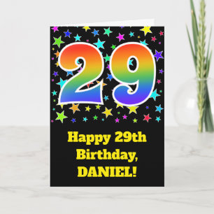 Carte Étoiles Colorées + Motif Arc-en-Ciel "29" Annivers