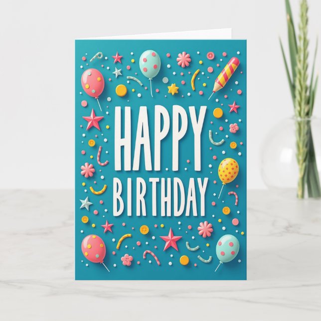 Carte Étoiles de Confettis Joyeux (Devant)