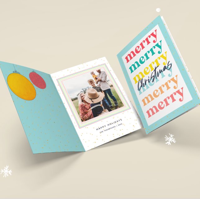 Carte Étoiles d'or moderne Bleu boules de Noël Une photo (Créateur téléchargé)