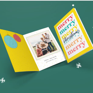 Carte Étoiles d'or moderne Boules de Noël Jaunes Une pho