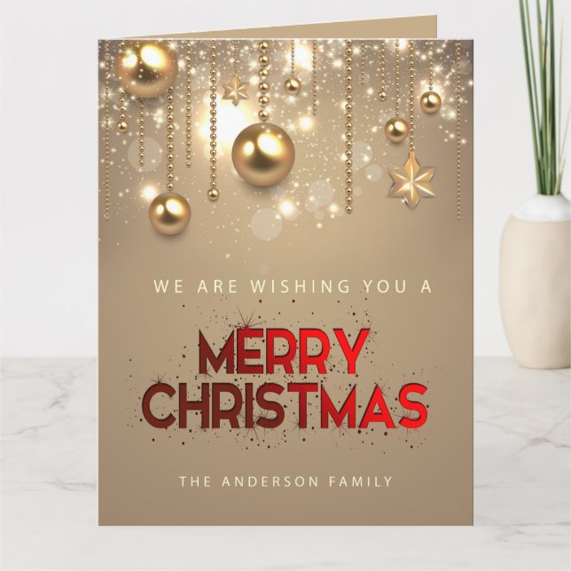 Carte Etoiles d'or, Ornements, Joyeux Noël (Devant)